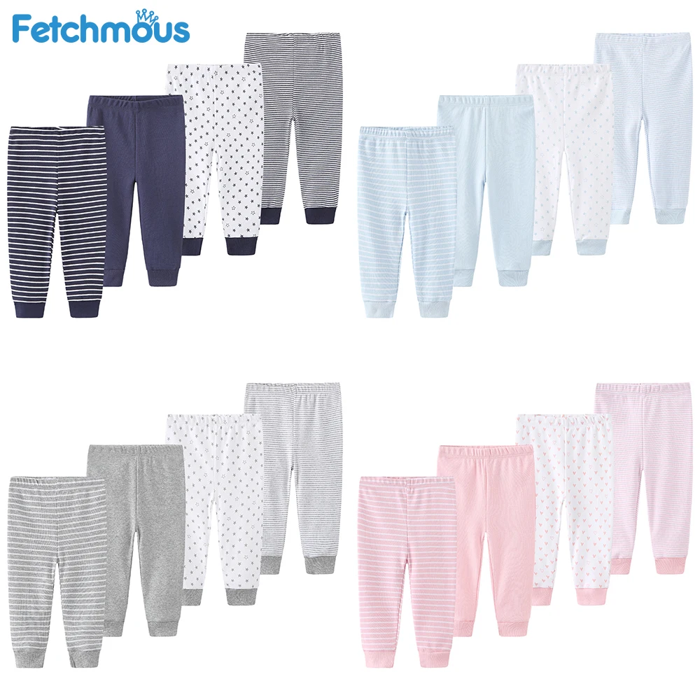 Pantalones de algodón para bebé recién nacido, mallas largas a rayas, Unisex, de 0 a 12 meses, 4 unids/set/conjunto