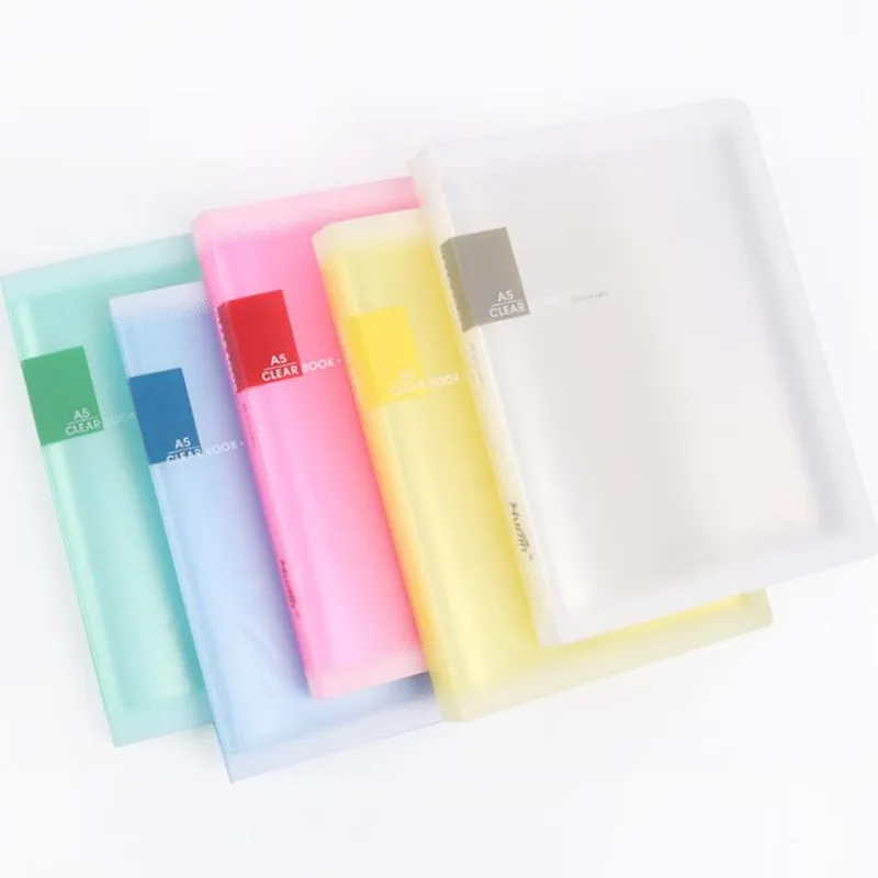 20/30 Pages Color Frosted A5 Folder Booklet Transparent Insert Bag Office Ticket File Folders Document Organizer