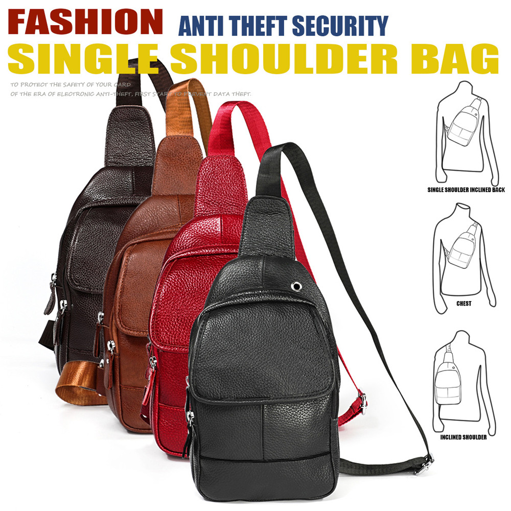 RETROGOO Unisex Echtem Leder Vintage Sling Brust Reise Mode Kreuz Körper Luxus Rindsleder Schulter Tasche Männer Umhängetasche