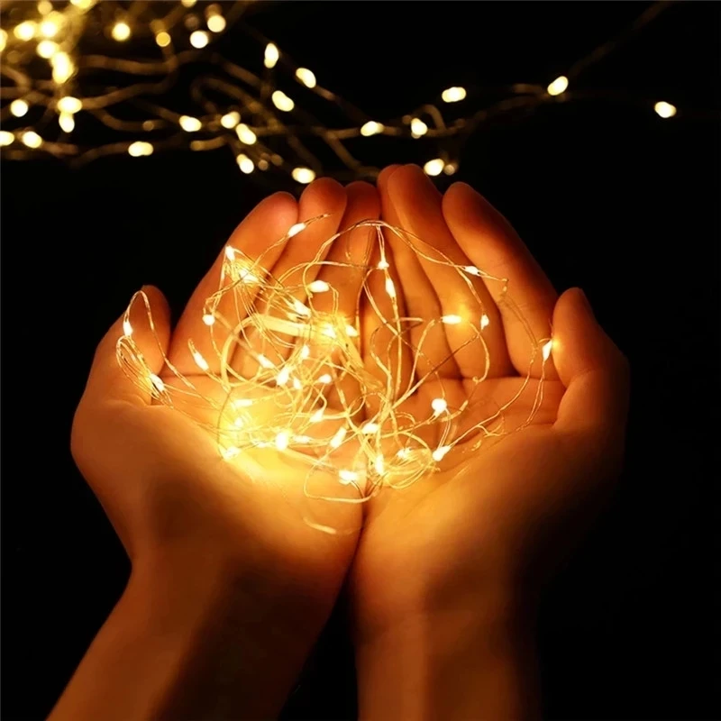1M 2M 5M 10M USB Powered ไฟ LED String ลวดเงิน Fairy Garland ตกแต่งปีใหม่งานแต่งงานตกแต่งคริสต์มาสสําหรับ Home Room