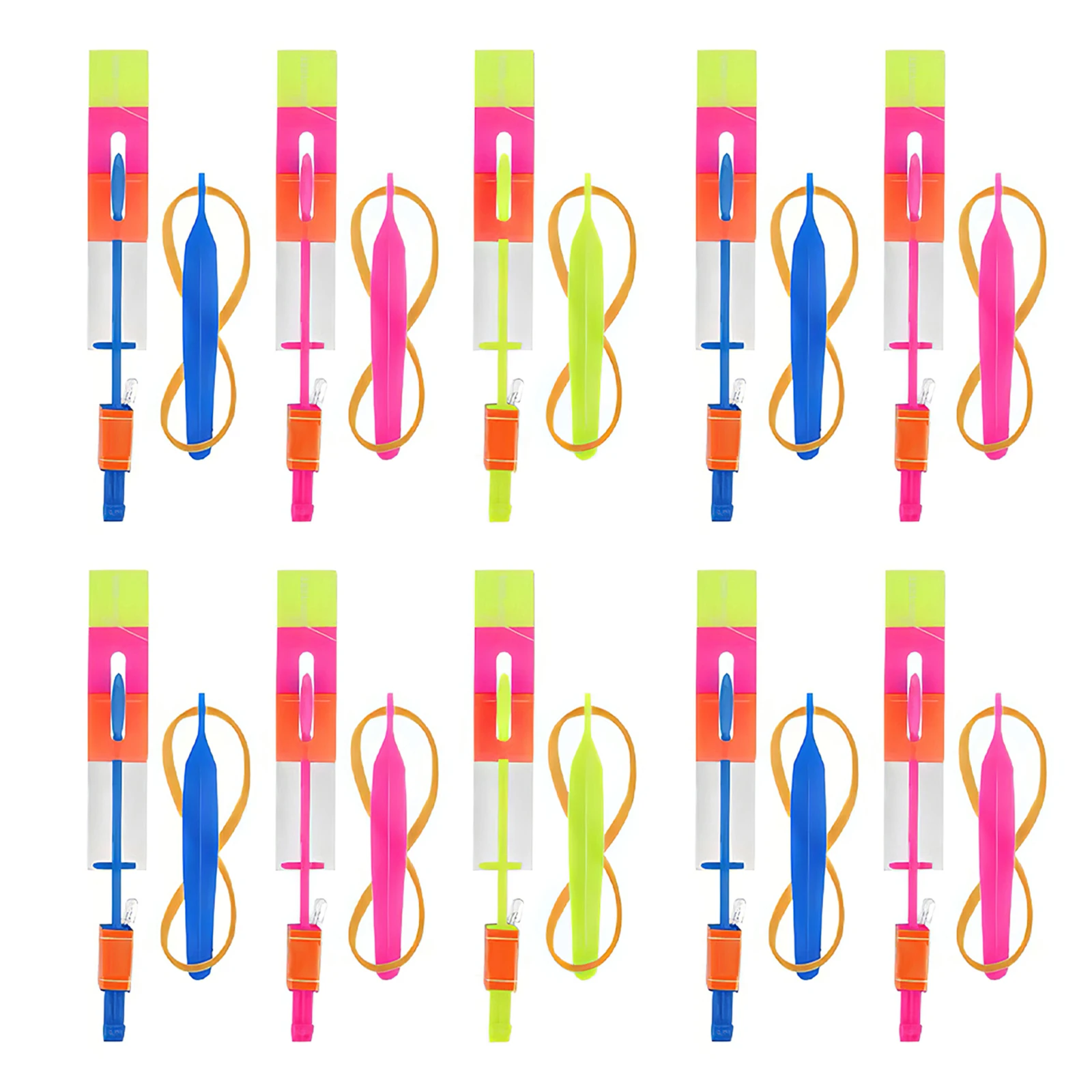 10 pièces en plein air brillant fusée Flash lumière LED nuit enfants lumineux fronde jouets briller fronde élastique hélicoptère rotatif jouet