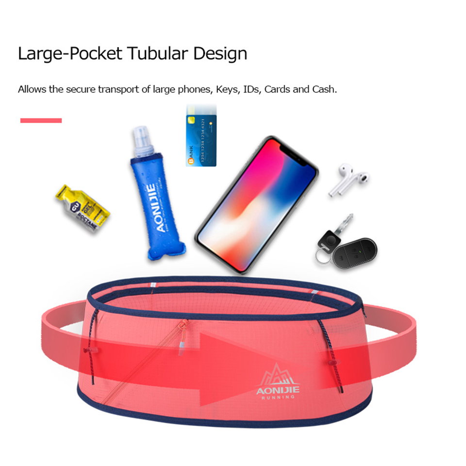 AONIJIE 4-Way Stretch Hydration Running Belt เอวแพ็คกระเป๋าเดินทางเงิน Trail มาราธอนออกกําลังกายฟิตเนสผู้ถือโทรศัพท์มือถือ