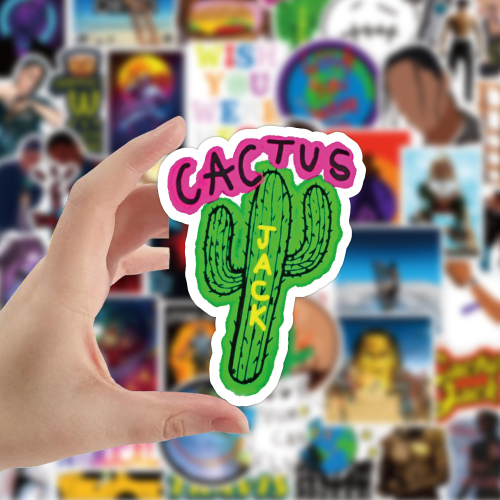 10/30/50 Con Thoáng Mát Rapper Travis Scott Ca Sĩ Dán Xe Đạp Ván Trượt Tủ Lạnh Đàn Guitar Hành Lý DIY Chống Nước Đùa miếng Dán Kính Cường Lực Kid Đồ Chơi