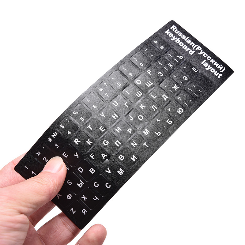Russian Standard Keyboard Sticker Layout Durable Alphabet Black With White Letters For Laptop Desktop Computer