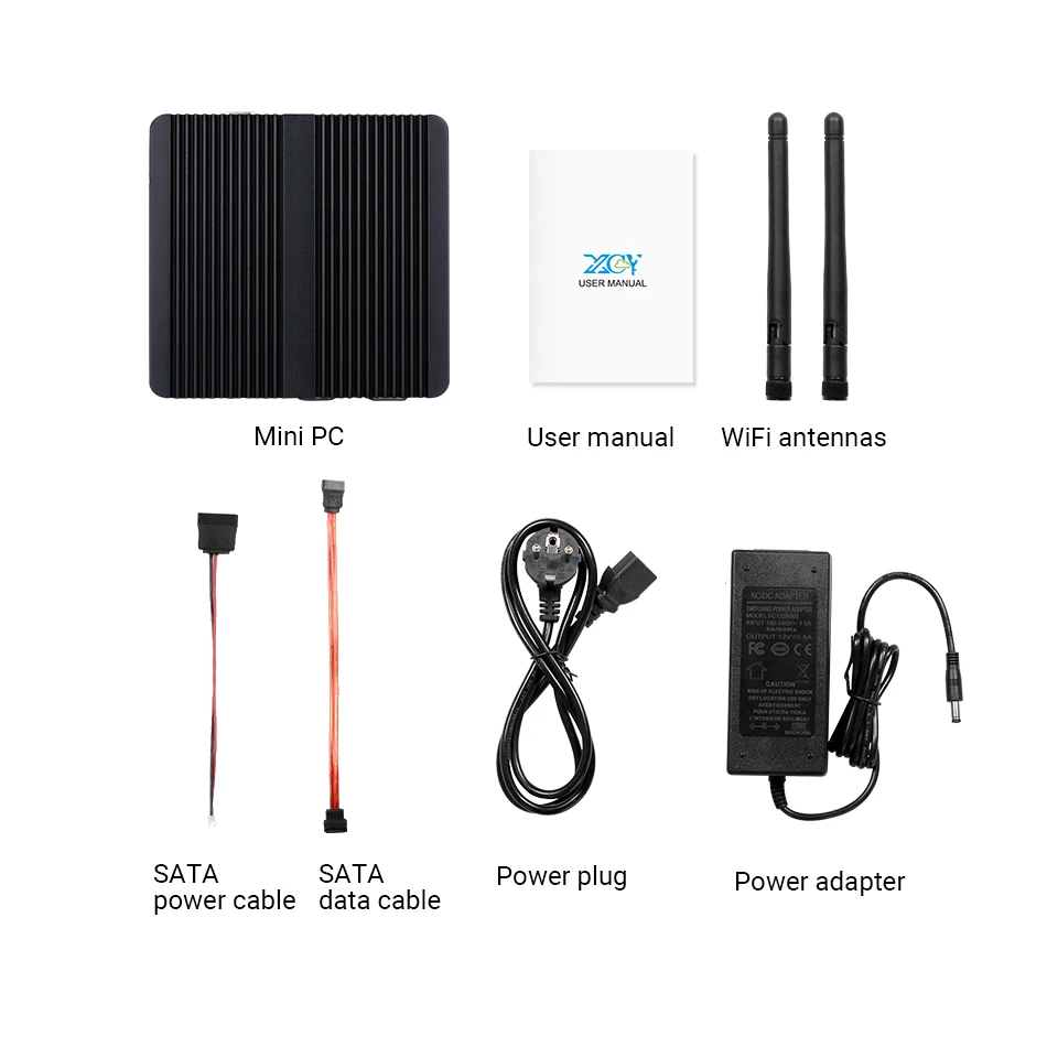 Fanless Mini PC Intel Celeron J6412 2xGigabit Ethernet 2x RS232/RS485 HDMI VGA Mini PCIE WiFi/4G 6x USB Support Windows Linux