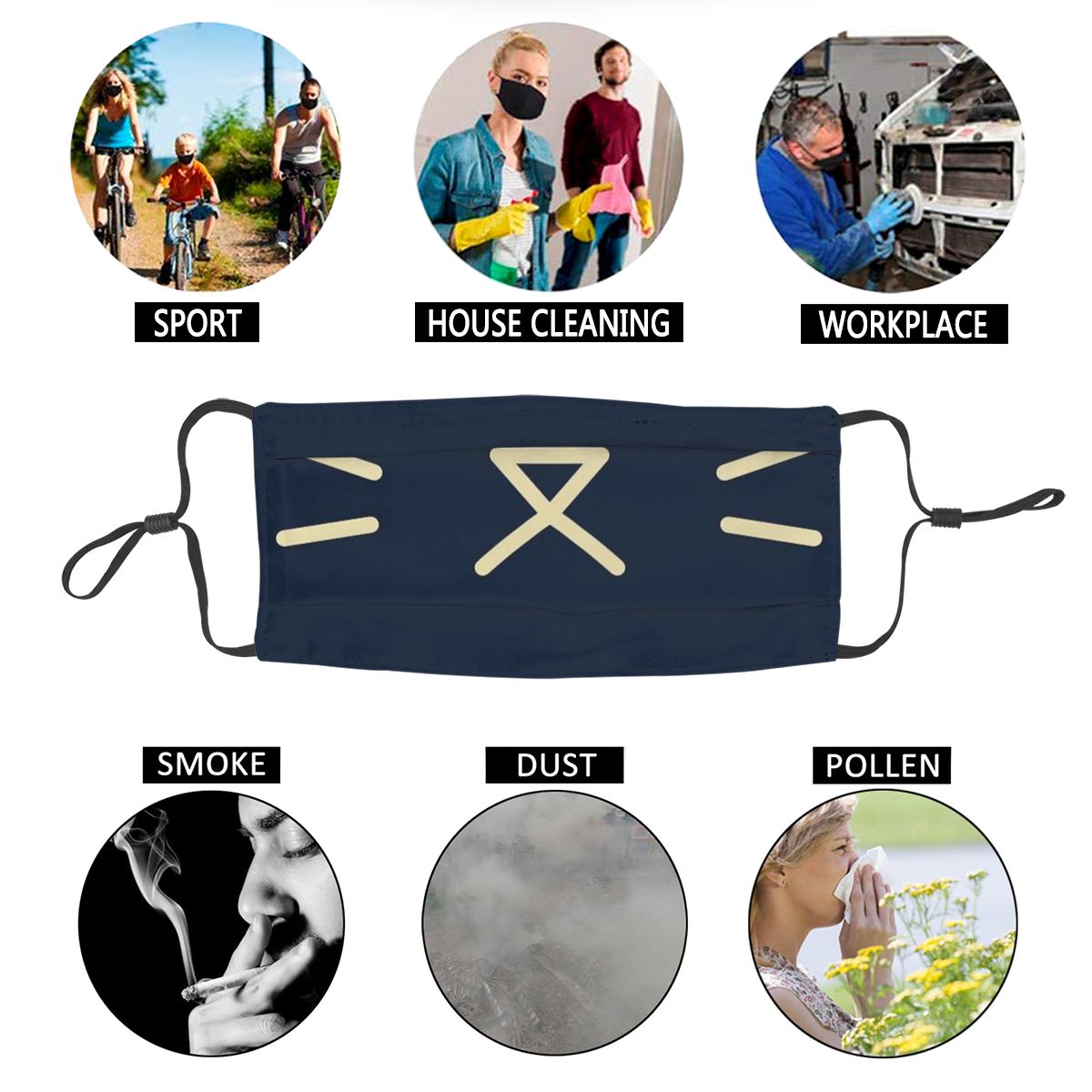 Mae Borowski-Masques buccaux lavables réutilisables, masque anti-brume, nuit dans les bois, jeu de printemps