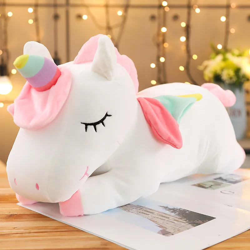 25-100cmKawaii Kỳ Lân Khổng Lồ Sang Trọng Đồ Chơi Nhồi Bông Kỳ Lân Mềm Búp Bê Động Vật Ngựa Đồ Chơi Dành Cho Trẻ Em Gái Gối Quà Tặng Sinh Nhật