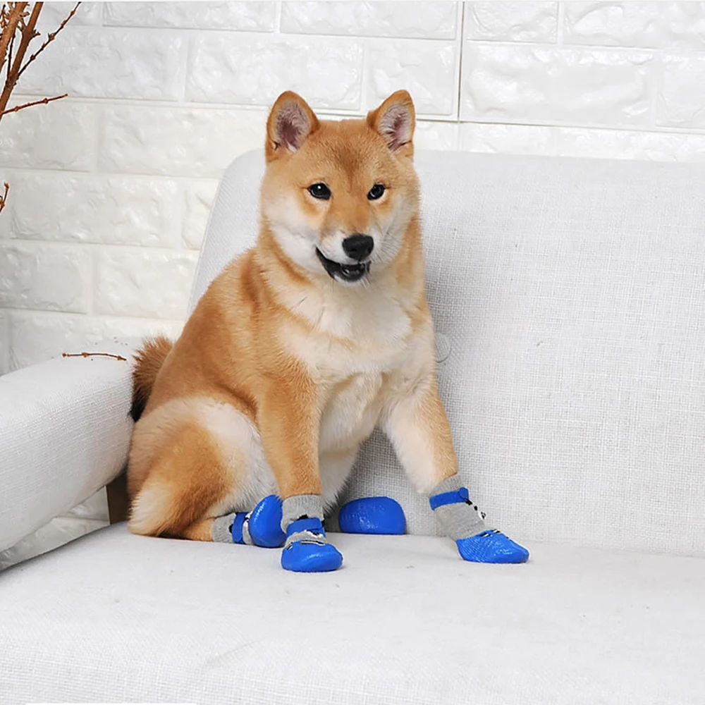 4 unids/lote calcetines cálidos de invierno para perros botas de nieve antideslizantes impermeables para cachorros Chihuahua zapatos para perros botines para perros pequeños y grandes