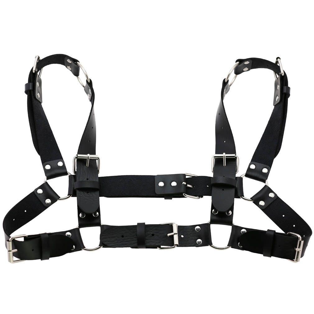 Vrouwen Mannen Sexy Punk Borst Harnas Verstelbare Gekooide Metal Body Chain Pu Leer Choker Verklaring Ketting Party Clubwear