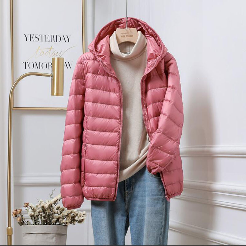 ฤดูใบไม้ผลิฤดูใบไม้ร่วงผู้หญิง Ultralight บางลงเสื้อสีขาวเป็ดลงแจ็คเก็ตแจ็คเก็ตฤดูหนาวที่อบอุ่น Coat Parka หญิงแบบพกพา Outwear