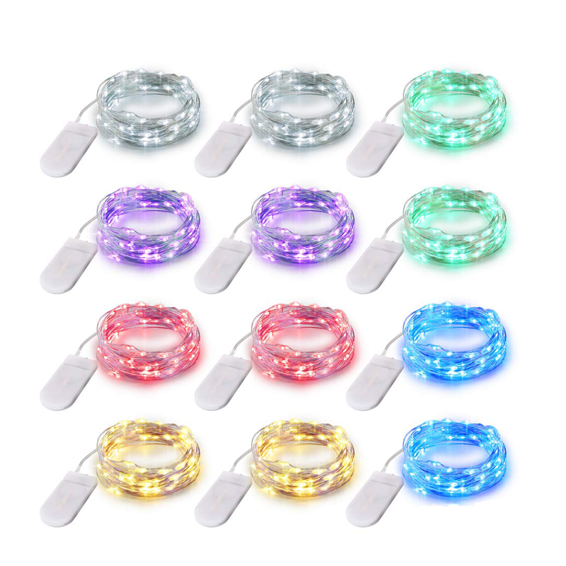 Guirnalda de luces LED de alambre de cobre de 1M, 2M, 3M, 5M, funciona con pilas, iluminación navideña, guirnalda de hadas para árbol de Navidad, decoración del banquete de boda