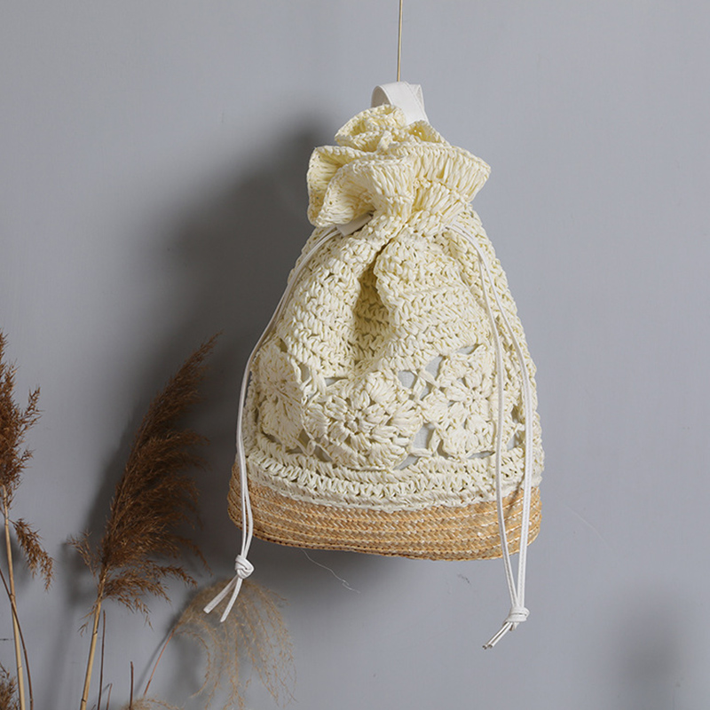 ボヘミアン-女性用の編みこみのビーチバッグ,透かし彫りのストローバッグ,かぎ針編み,休暇用,夏,2021