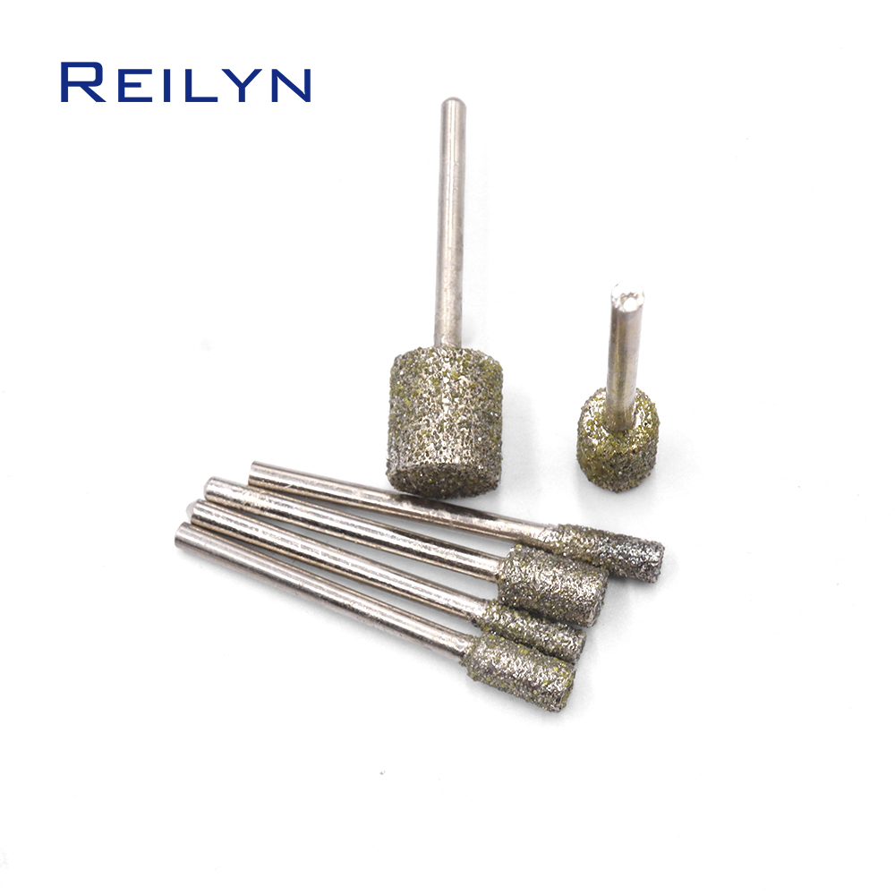 20 Stück/Set # 60-Zylinder grobkörniger Diamant-Schleifgrat, Stein, Arbeiten, Polieren, Schälbits, Diamant-Schleifpunkt