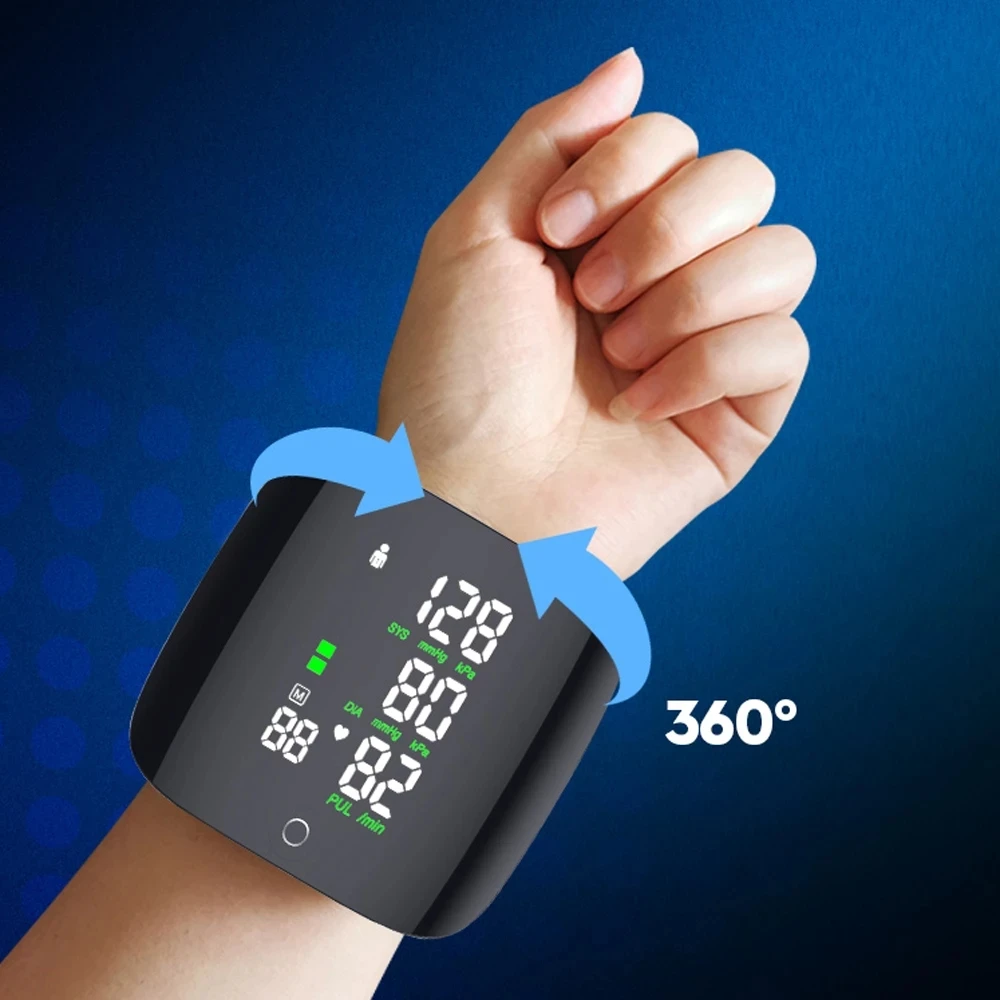 Cảm Ứng Thông Minh Màn Hình LCD Có Thể Sạc Điện Thoại Áp Cổ Tay Kỹ Thuật Số Tự Động BP Tonometer Nhịp Tim Máy Đo Huyết Áp