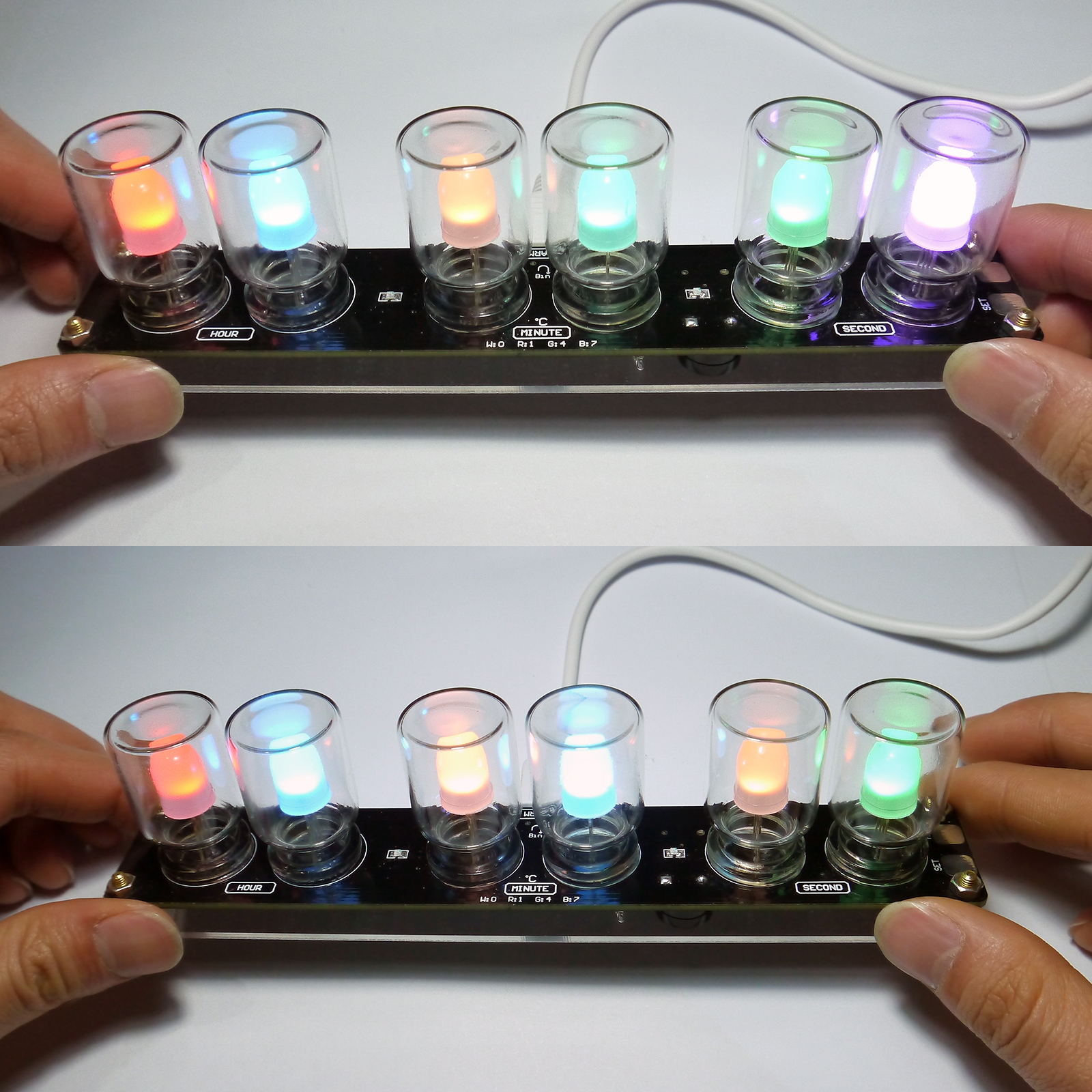 Kit de reloj electrónico Aurora LED, Cubo de luz colorida, alarma de vidrio, cromatografía, bricolaje