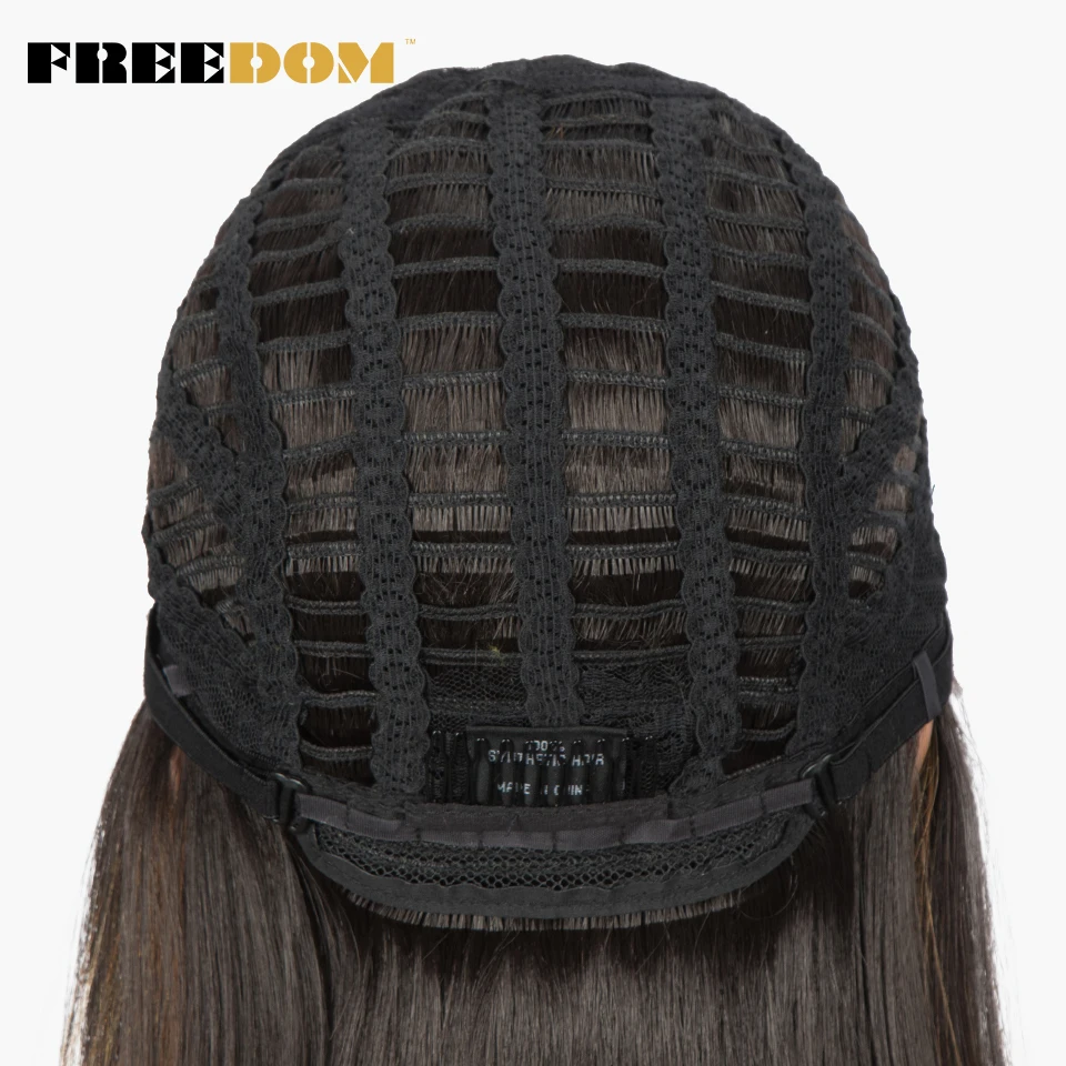 FREEDOM ตรงวิกผมลูกไม้สังเคราะห์สั้น Bob Ombre สีฟ้าที่มีสีสันวิกผมผู้หญิงสีดําคอสเพลย์วิกผมกลางวิกผมลูกไม้