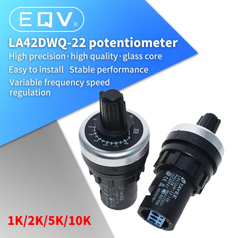 LA42DWQ-22 1K 2K 5K 10K 20k 50k 500k 22mm de diámetro macetas potenciómetro giratorio convertidor regulador inversor interruptor de resistencia