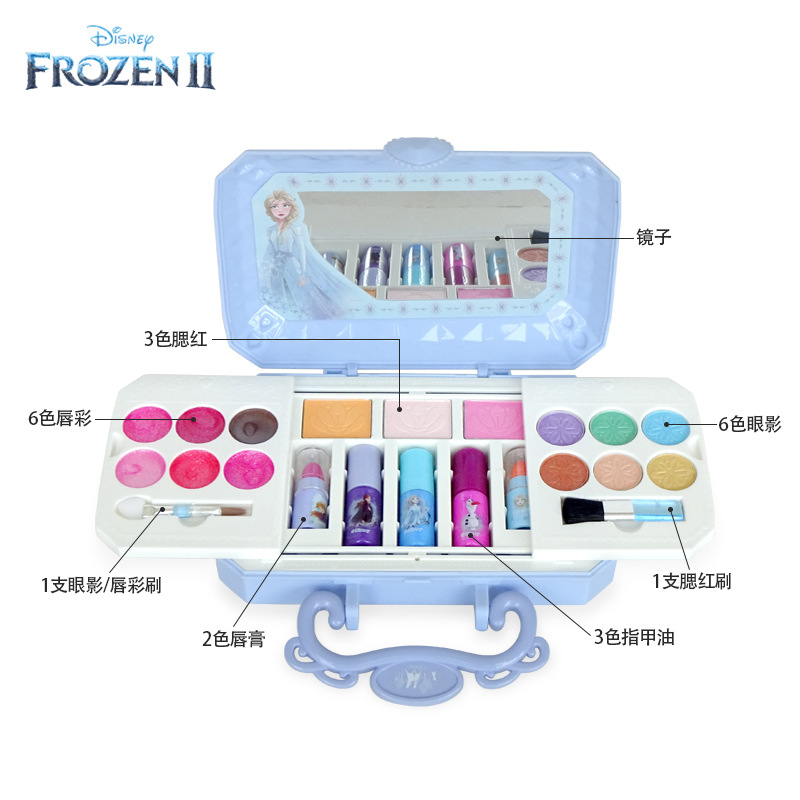 Neues Disney Mädchen Frozen 2 Prinzessin Elsa Cosmetics Make-up-Set Beauty Make-up-Box Kinder Schneewittchen Weihnachtsüberraschungsgeschenk