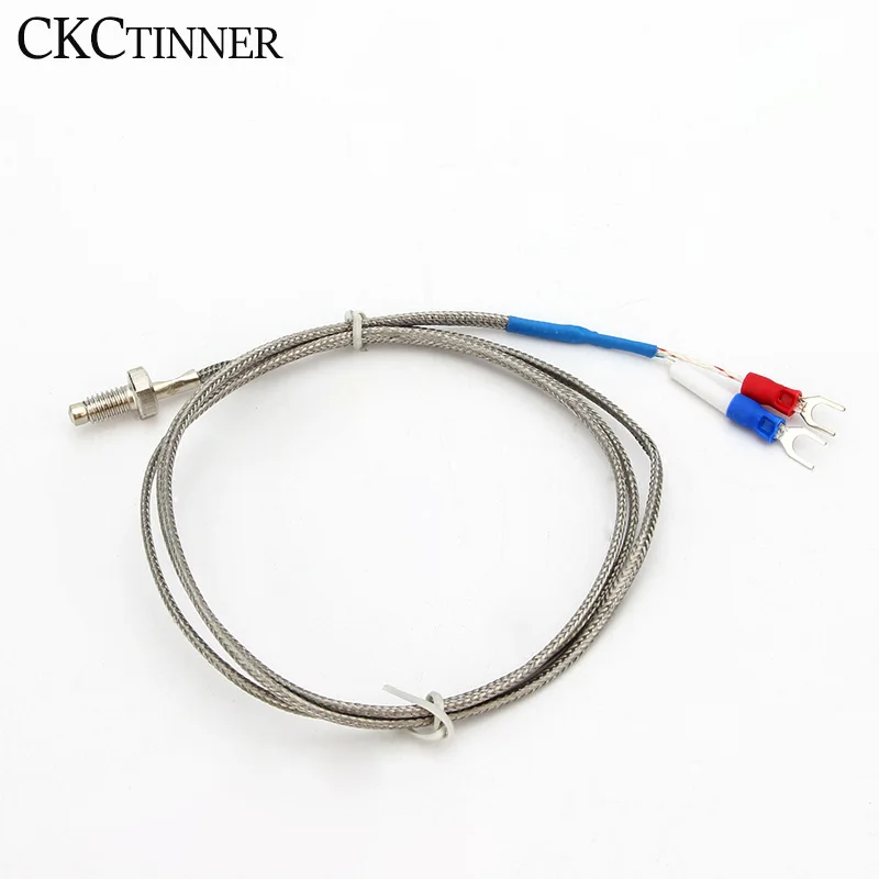 Rosca termopar M6 tornillo tipo K 1/2/3/4/5m sonda Sensor de temperatura 0-400 ° Controlador de temperatura C
