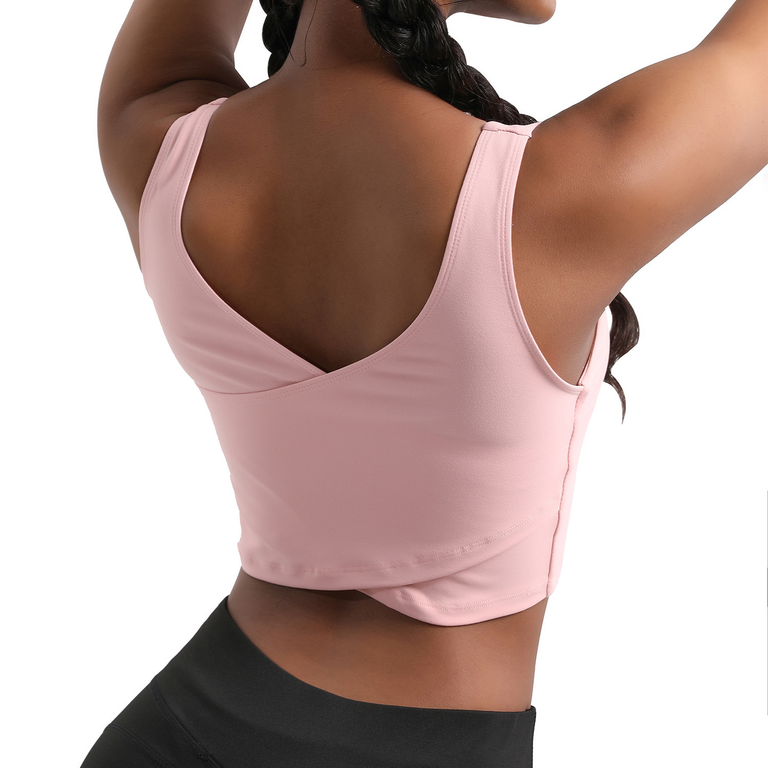 Bra Olahraga Racerback Dampak Tinggi Wanita Tanpa Kawat Atasan Latihan Dapat Disesuaikan Depan Bra Aktif Olahraga Kontrol Bouncing Rompi Yoga Di Bawah