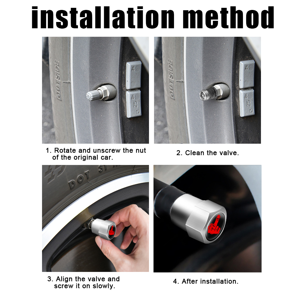 AUTCOAT 4 unids/set tapas de válvula de neumático, tapas de vástago de válvula de neumático con sello de goma metálica de primera calidad, cubiertas a prueba de polvo ajuste Universal para automóviles