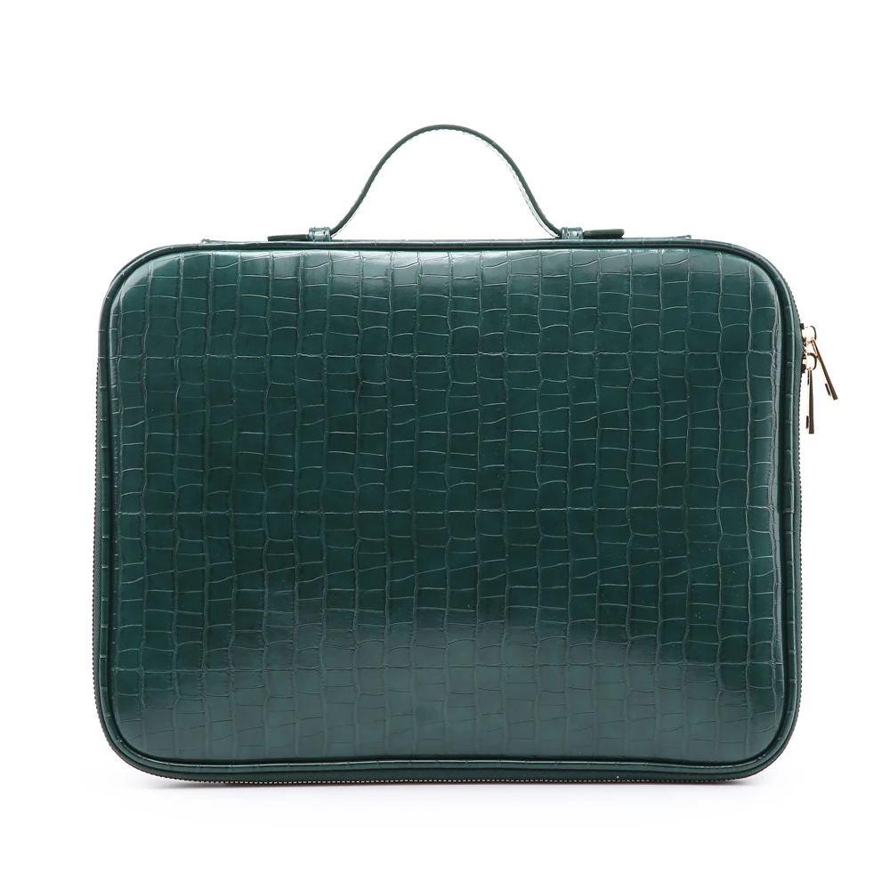 Bolso de oficina para mujer con patrón de cocodrilo para ordenador portátil, bolso de archivo de cuero para IPAD, carpeta de archivos de documentos de papel A4 a la moda