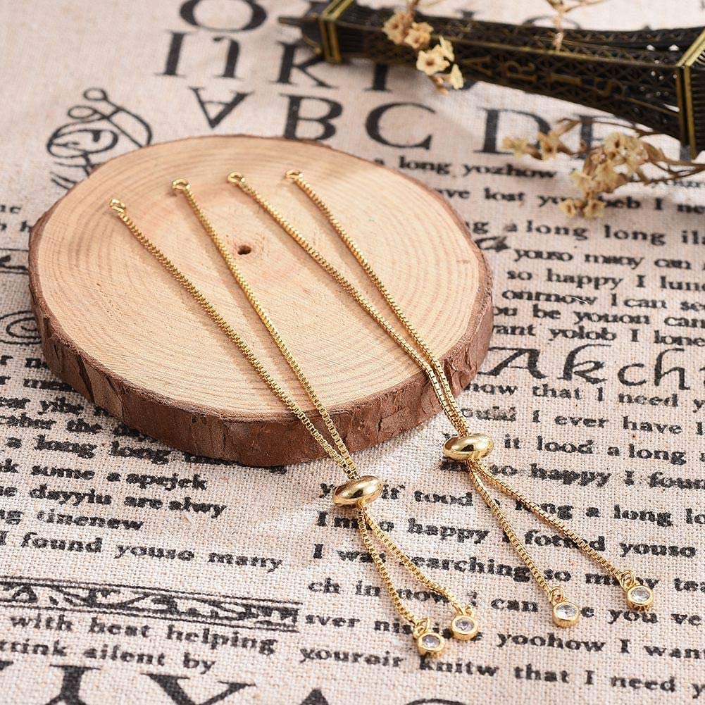 Gelang Slider Disesuaikan Gunmetal Rose-Gold Rantai Kuningan Berlapis Emas Batu Zirkonia Kubik DIY Rantai Tambahan Hadiah Persahabatan