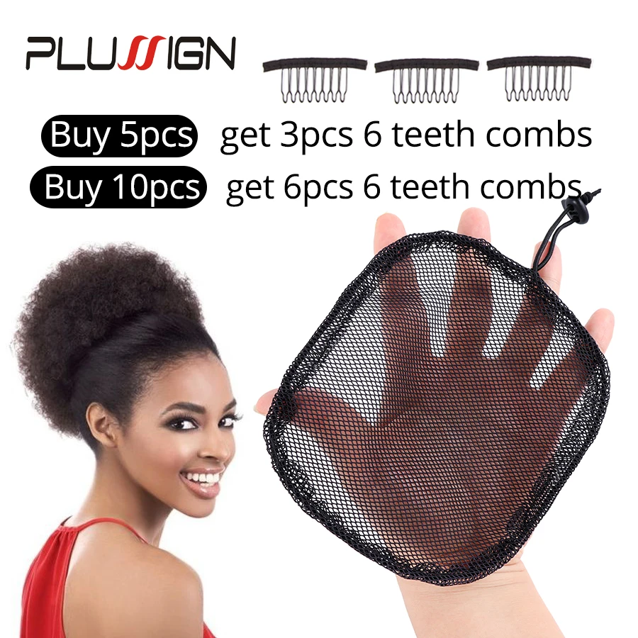Gorros de peluca de red de cola de caballo Plussign para hacer cola de caballo, red elástica para el cabello con red para el cabello sin pegamento, forro para peluca, Material para moño de pelo
