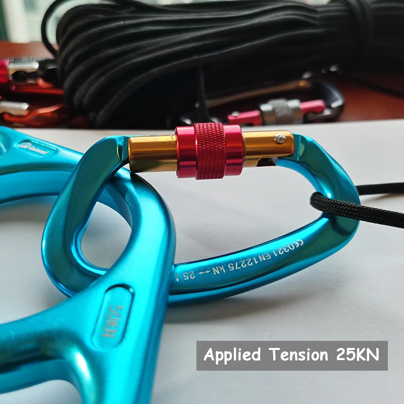 25KN Chuyên Nghiệp Leo Núi Carabiner Hình Chữ D Nhôm Hàng Không An Toàn Khóa Leo Núi Ngoài Trời Ascend Leo Núi Thiết Bị