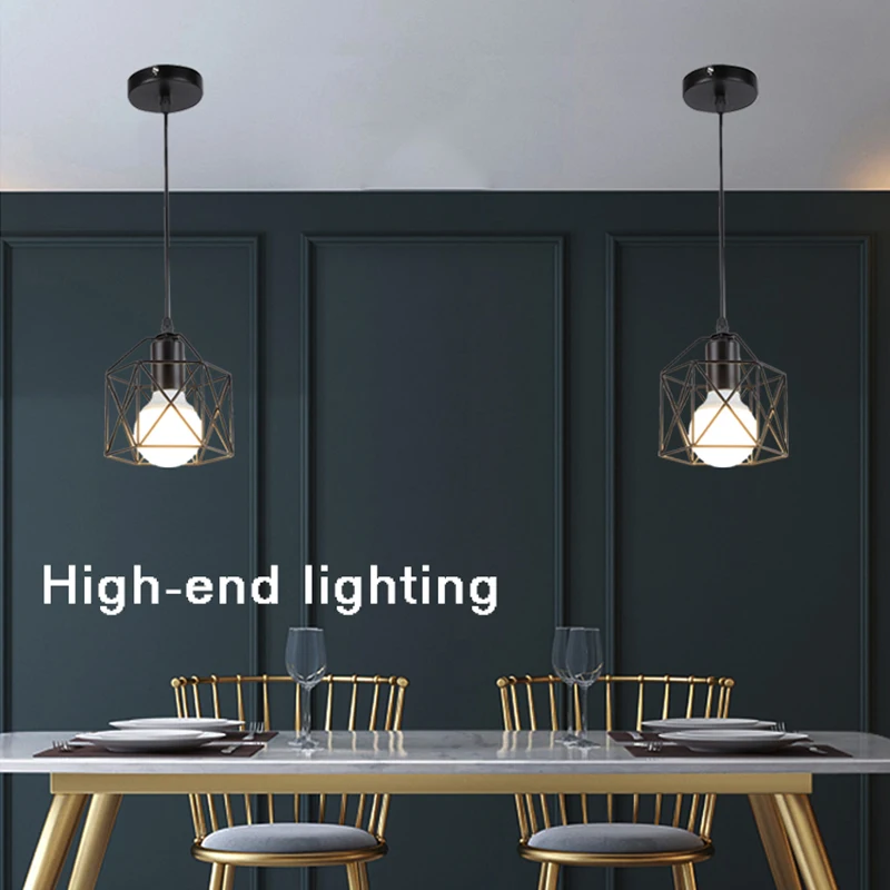 Lampade a sospensione retrò E27 per corridoio corridoio oro nero illuminazione a sospensione per interni lampadari per sala da pranzo cucina 110V 220V