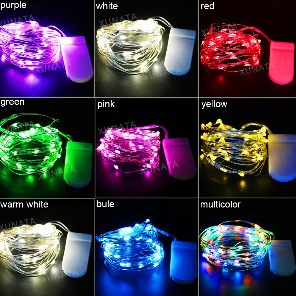 20 40LEDs ทองแดงลวดไฟ Fairy แบตเตอรี่ดําเนินการไฟ LED String งานแต่งงานในร่มตกแต่งคริสต์มาส Garland ไฟ