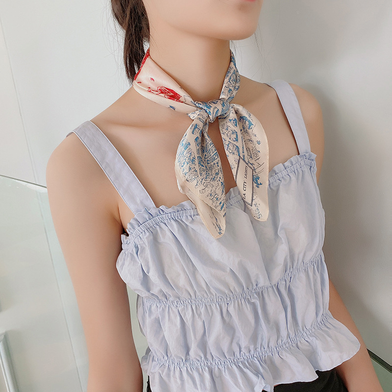 100% bufandas cuadradas de seda auténtica, Bandana para mujer, Foulard estampado de alta calidad, bufandas para el pelo, bolsa, pañuelo suave para el cuello