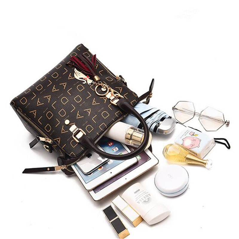 Mode Englisch Brief Handtasche Frauen PU Leder Quaste Top-griff Tasche Luxus Schulter Tasche Große Kapazität Dame Tote Design geldbörse