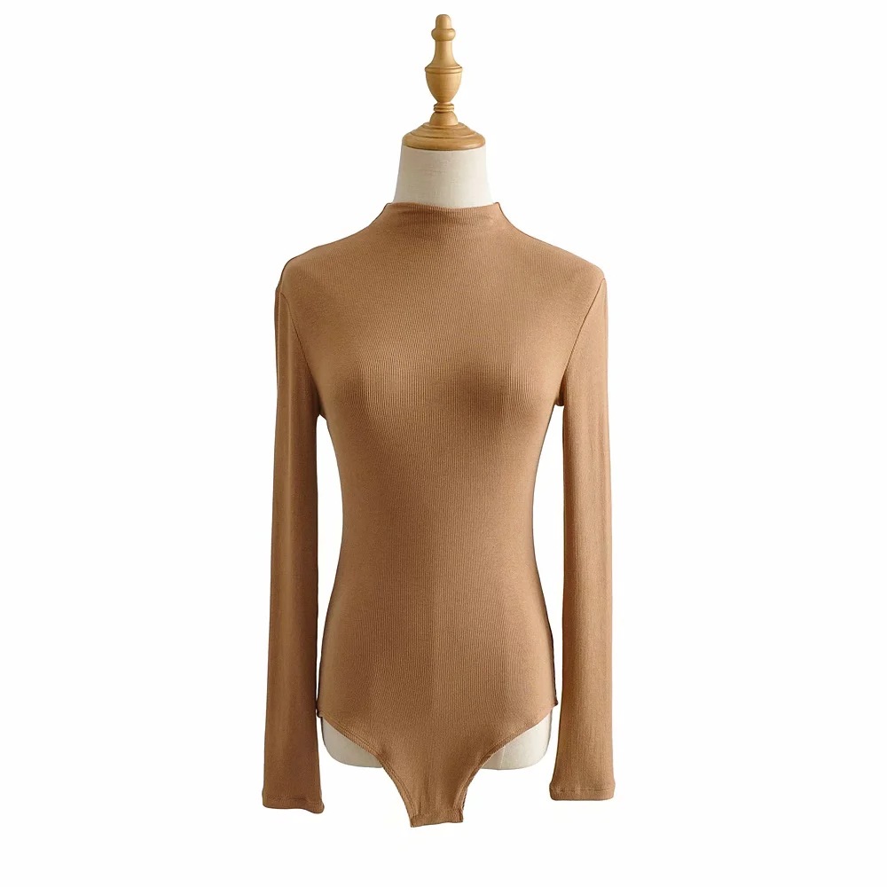 She'smoda moletom feminino com manga comprida, novo bodysuit para mulheres, macacão com gola ribbed para o outono 2020