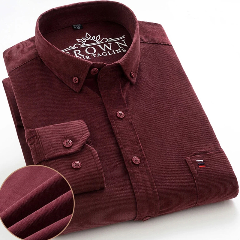 Camicia in velluto a coste 100% cotone taglie forti 7XL Camicie eleganti da uomo casual a maniche lunghe vestibilità regolare per uomo comoda tasca