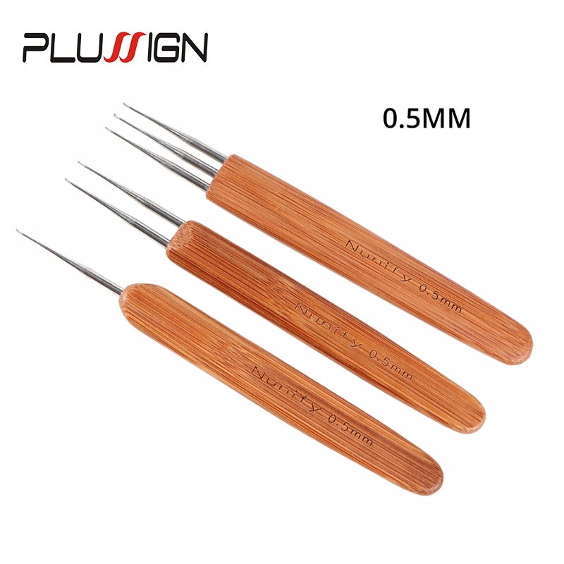 Professional Dreadlock โครเชต์ไม้ไผ่ Handle Hook 0.5 มม.0.75 มม.1 ตะขอ 2 ตะขอ 3-ตะขอเข็มสําหรับ Dreads เข็มล็อค 1 ชิ้น/เซ็ต