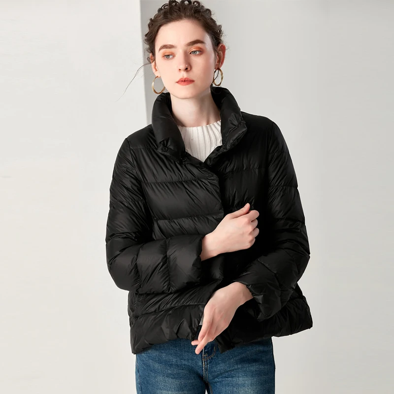 Mới Mùa Đông Nữ Cực Lông Vũ Cổ Áo Đứng Áo Thương Hiệu Áo Không Trọng Lượng Parkas Bánh Mì Cổ Warmness Nóc Áo Khoác