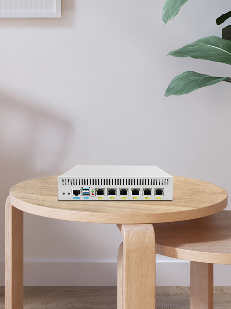 BKHD Pfsense 9 Zoll Weiß Mini PC 6 Lan N5105 Intel I225 2500Mbps Ethernet Chipset Linux Ubuntu OEM ODM computer Logo Laser