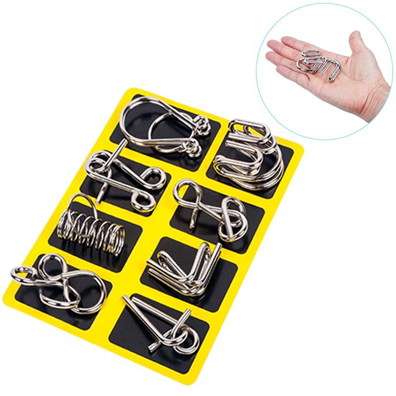 8 Cái/bộ Kim Loại Montessori Xếp Hình Dây IQ Tâm Trí Não Teaser Ghép Hình Người Lớn Trẻ Em Trò Chơi Tương Tác Giảm Đồ Chơi Giáo Dục