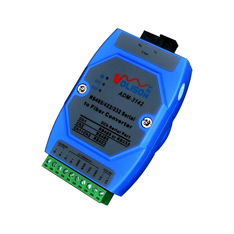 ADM-3142 2CH RS485 Om Glasvezel Transceiver Bidirectionele Optische Transceiver Industriële 24V Rail Seriële Sc Poort
