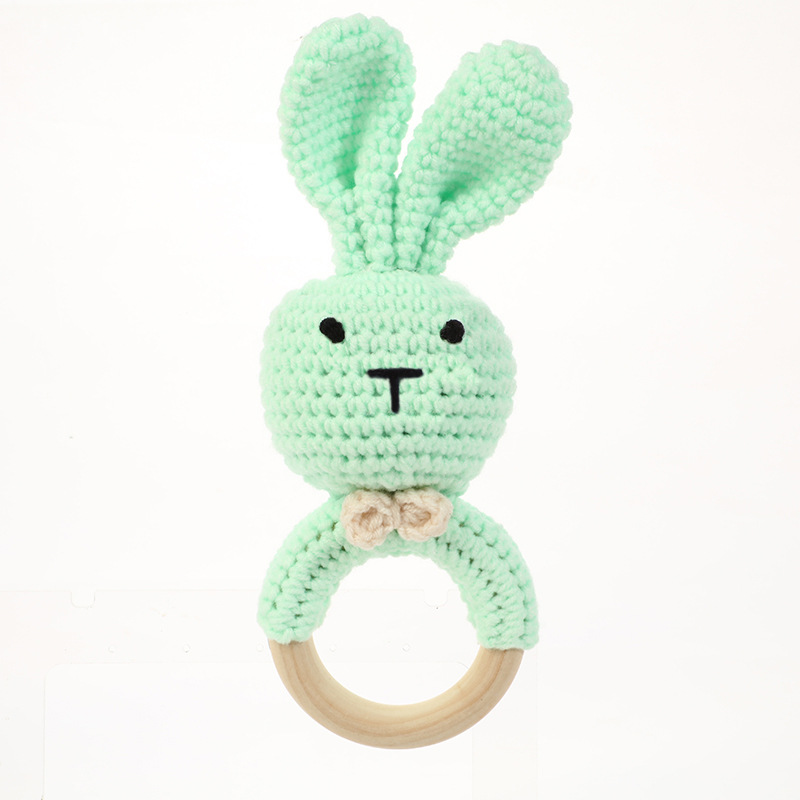 1 個ベビーおしゃぶりガラガラおもちゃウサギかぎ針編み木製歯が生えるリングベビーおしゃぶりベッドぶら下げおもちゃベビー用品 DIY 工芸品