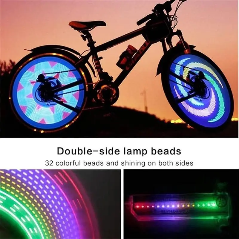 Luces de rueda de radios de bicicleta al aire libre atractivas LED de bicicleta programable OEM personalizadas luces de rueda de bicicleta recargables