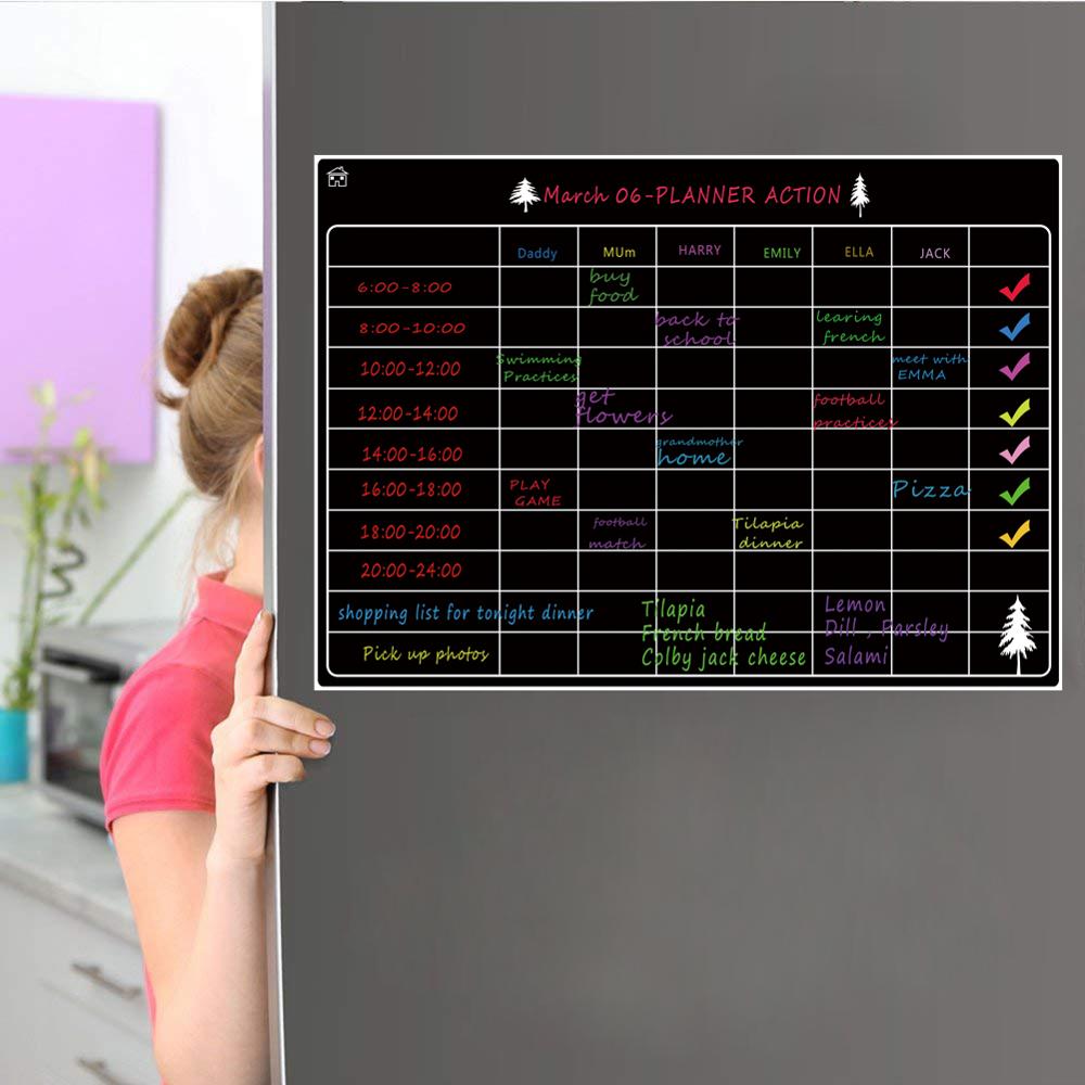 Hivillexun Magnetic Dry Erase Calendar Board for Fridge 16.5''x11.8'' Monthly & Weekly Magnetic Whiteboard Planner Board Large