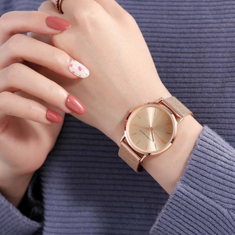 Envío Directo A +++ + banda de acero inoxidable de calidad movimiento de cuarzo japonés resistente al agua reloj de pulsera de lujo para mujer de oro rosa completo