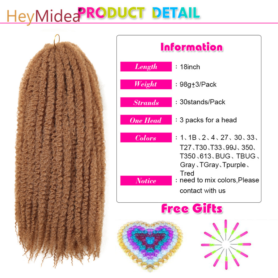 マーリーヘアツイスト用 18 インチロングアフロ変態マーリー三つ編みヘアカネカロン合成マーリー編みヘアエクステンション Heymidea
