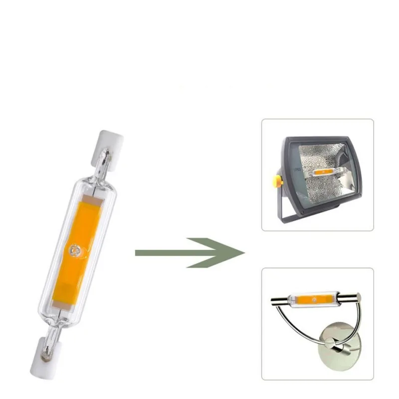LED R7S แก้วหลอด 118 มม.J118 78 มม.J78 COB หลอดไฟ AC 110V 220V 230V 240V หรี่แสงได้บ้านเปลี่ยนหลอดฮาโลเจน