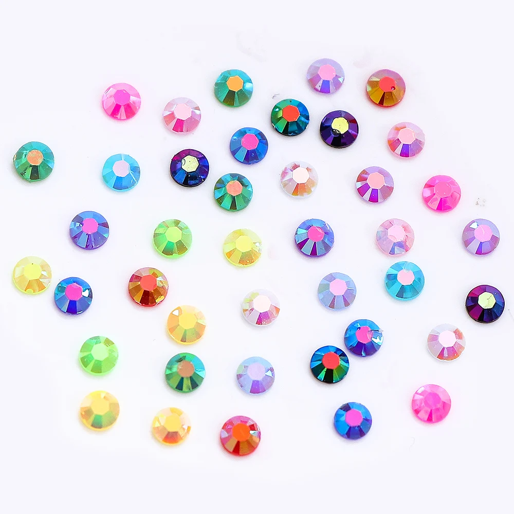 2-4Mm Jelly AB Ren Không Hotfix Sáng Bóng Tròn Flatback Nhựa Ren Cho May Đồ Trang Trí Thủ Công DIY Tiếp Liệu dán Lên