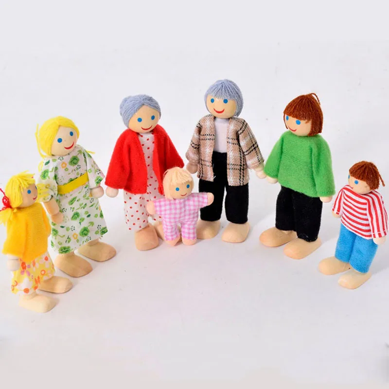 Muebles de madera en miniatura para niños y niñas, minimuñecas de madera para la familia, casa de juegos, regalos