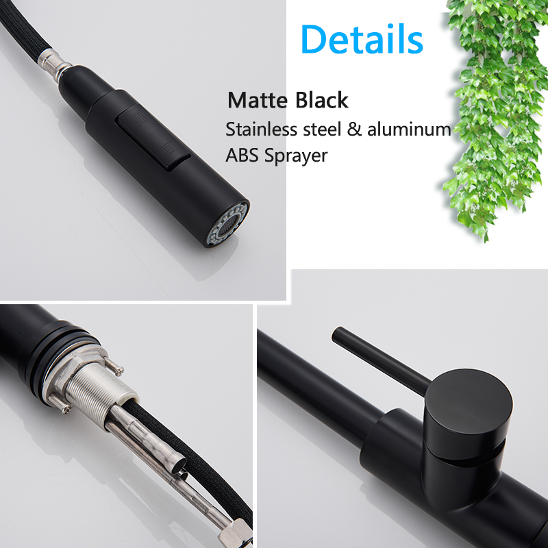 Rozin Smart Touch Küchenarmatur, schwarz, herausziehbare Sensor-Wasserhähne, Schwarz/Nickel, 360-Grad-Drehung, Kran, 2 Ausgänge, Wassermischbatterien