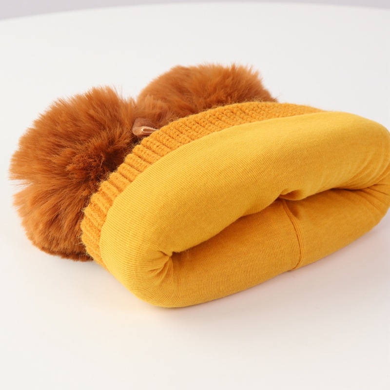 Детская зимняя шапка с помпоном для девочек, шапка с теплым бантом, детская шапка с меховым шариком, шапка для маленьких девочек, утепленные зимние детские вязаные шапки, 6-36 м